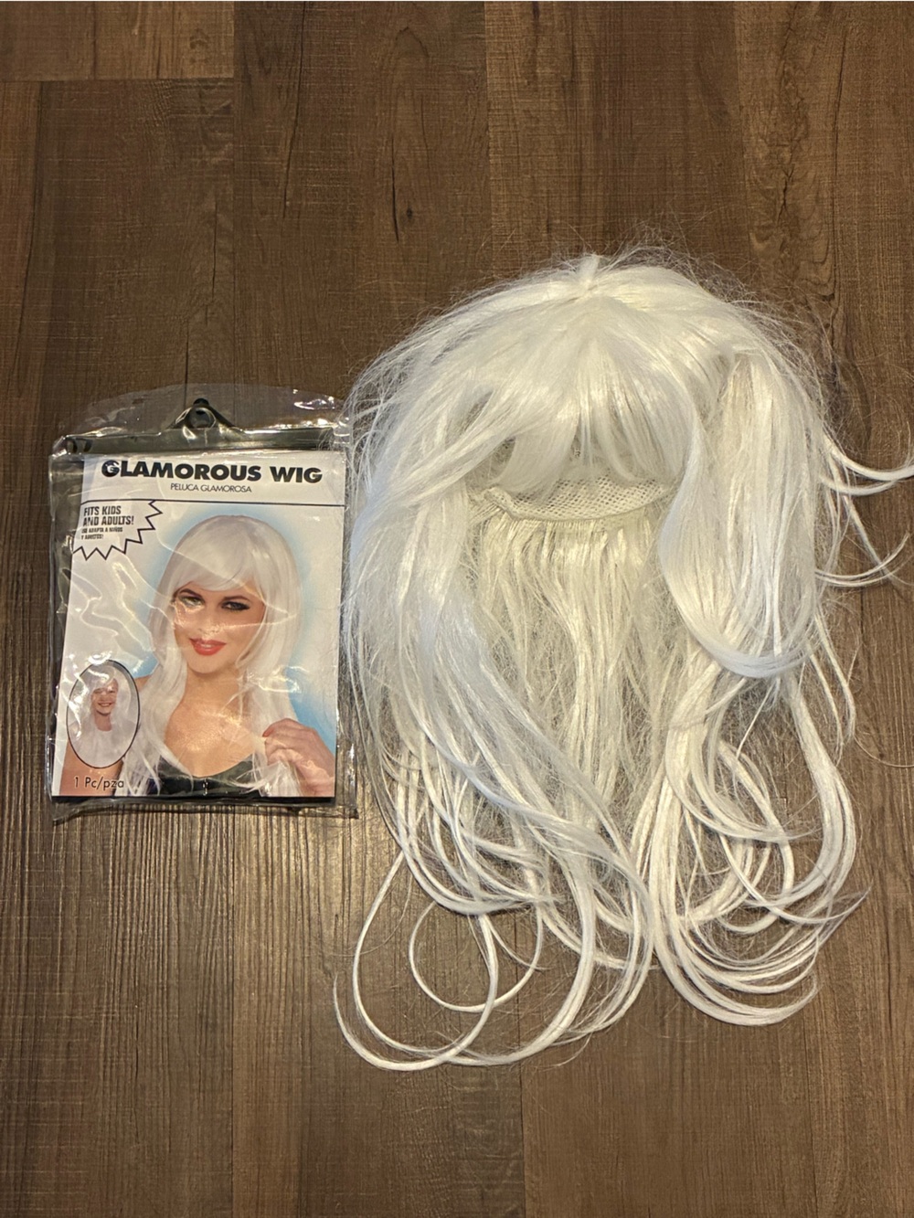 Glamorous White Long Synthetic Wig for Kids - Play & Halloween Costume